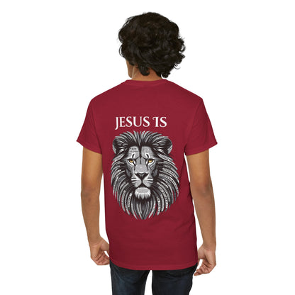 Jesus Is Faith-Inspired Lion Graphic Tee, Jesus 1s Shirt, Unisex Casual Wear, Christian Apparel, Unique Gift for Believers