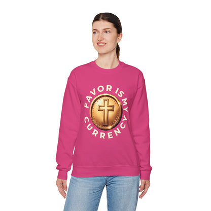 Faith-Inspired Crewneck Sweatshirt - Favor Is My Currency, Christian Apparel, Gift for Believers, Cozy Unisex Sweatshirt, [...]