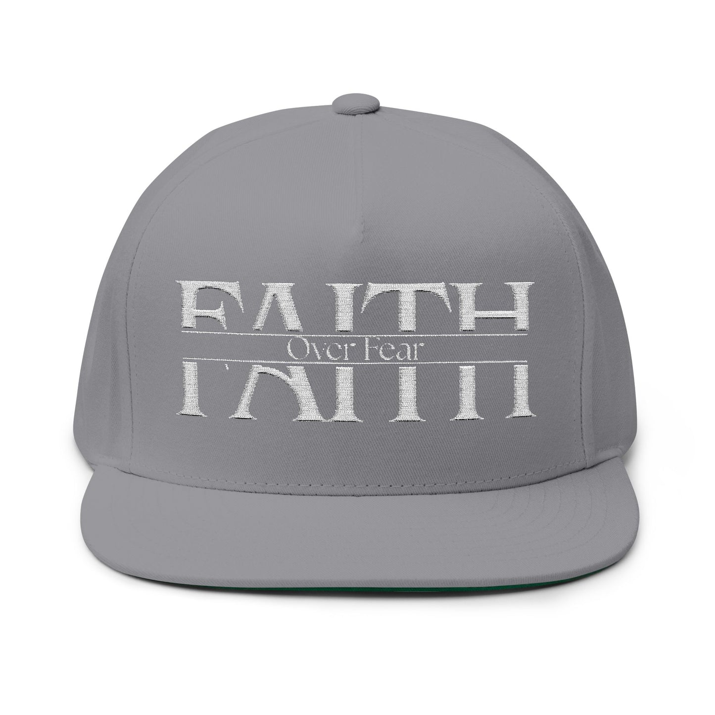 Faith Over Fear Embroidered Flat Bill Cap
