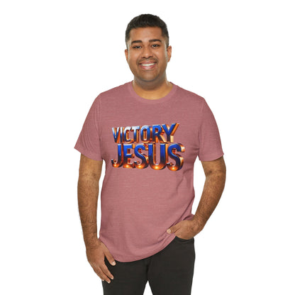 Victory Jesus Unisex Jersey Tee, Faith T-Shirt, Christian Apparel, Inspirational Gift, Spiritual Tee, Religious Style