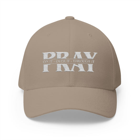 Embroidered Closed-Back Structured Cap — Distressed Block Text Snapback