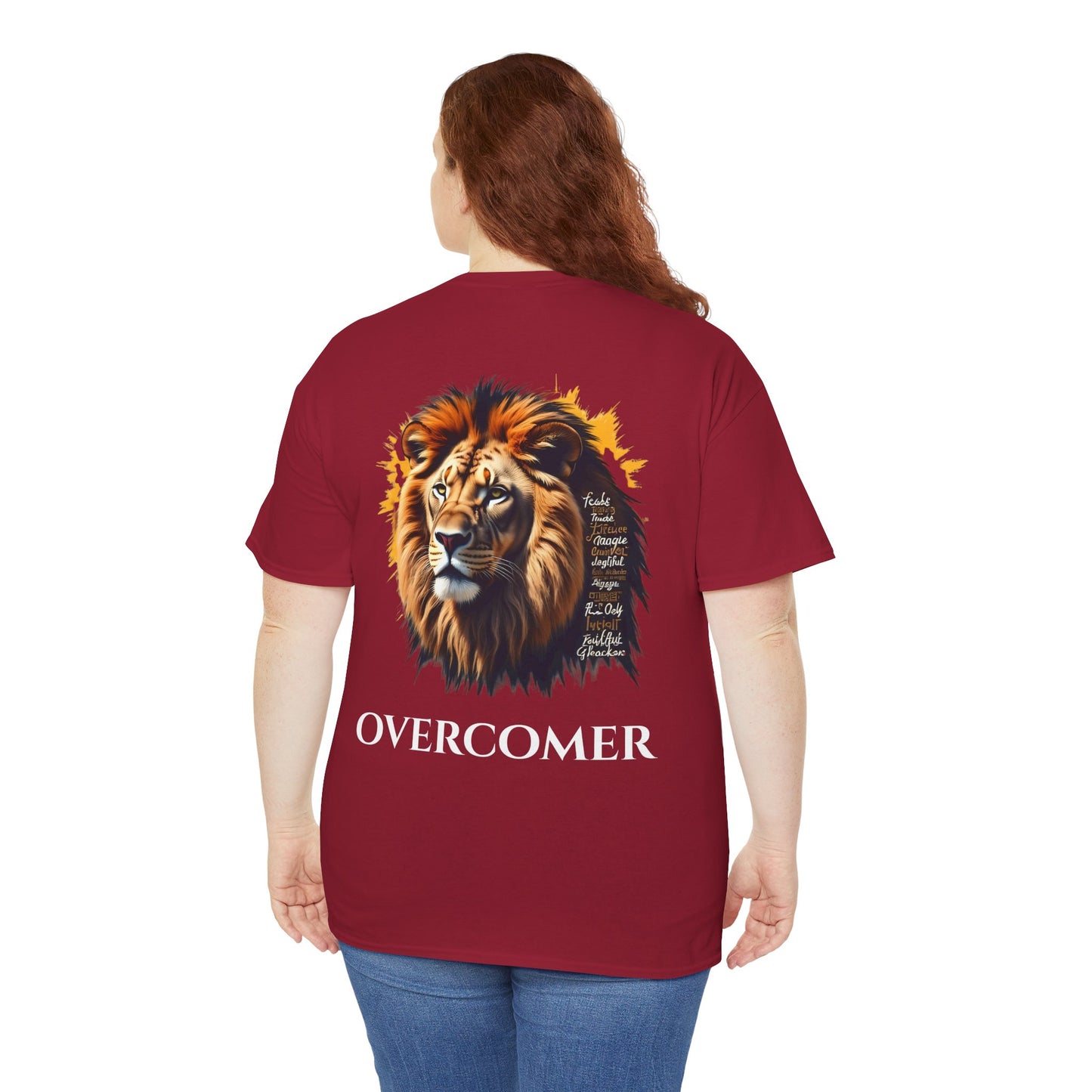 Inspirational Lion Graphic Tee, Faith-Based Shirt, Motivational Unisex Top, Perfect Gift for Lion Lovers, Overcomer Phrase Tee
