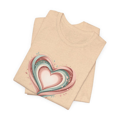 Heart Swirl Tee — Pastel Abstract Heart Graphic T-Shirt for Valentine’s & Everyday