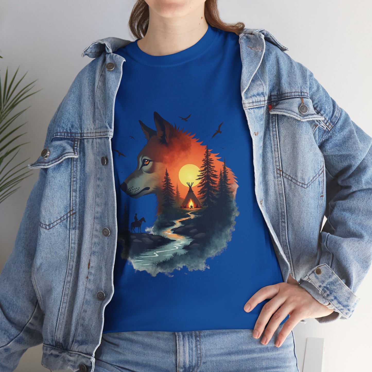 Wolf Sunset T-Shirt — Forest Silhouette Nature Graphic Tee