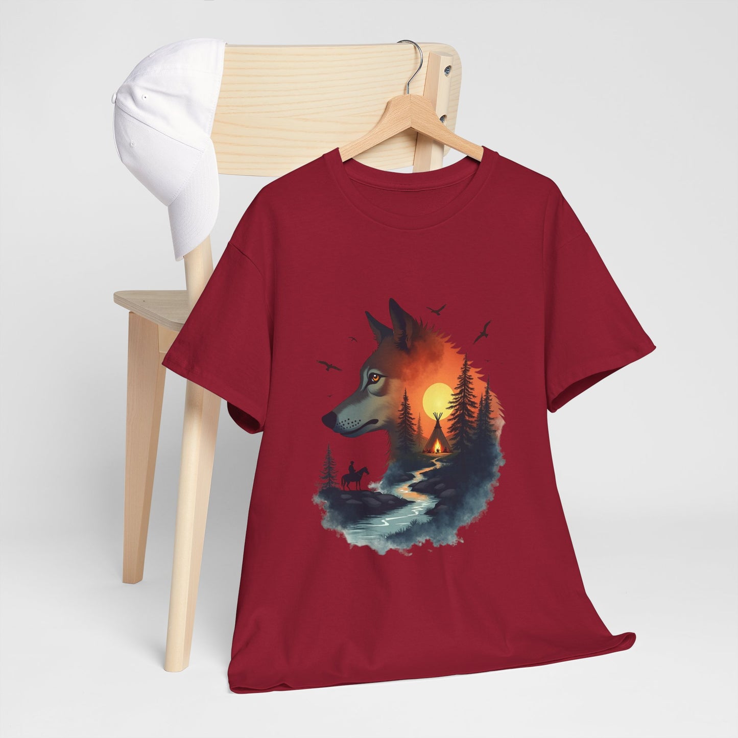 Wolf Sunset T-Shirt — Forest Silhouette Nature Graphic Tee