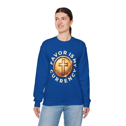 Faith-Inspired Crewneck Sweatshirt - Favor Is My Currency, Christian Apparel, Gift for Believers, Cozy Unisex Sweatshirt, [...]