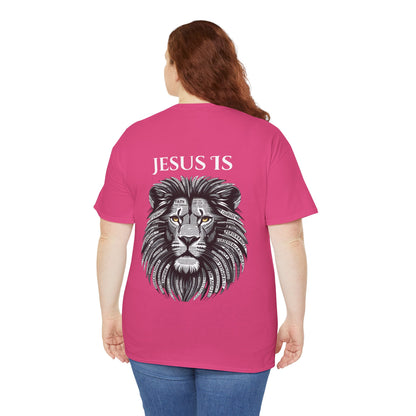 Jesus Is Faith-Inspired Lion Graphic Tee, Jesus 1s Shirt, Unisex Casual Wear, Christian Apparel, Unique Gift for Believers