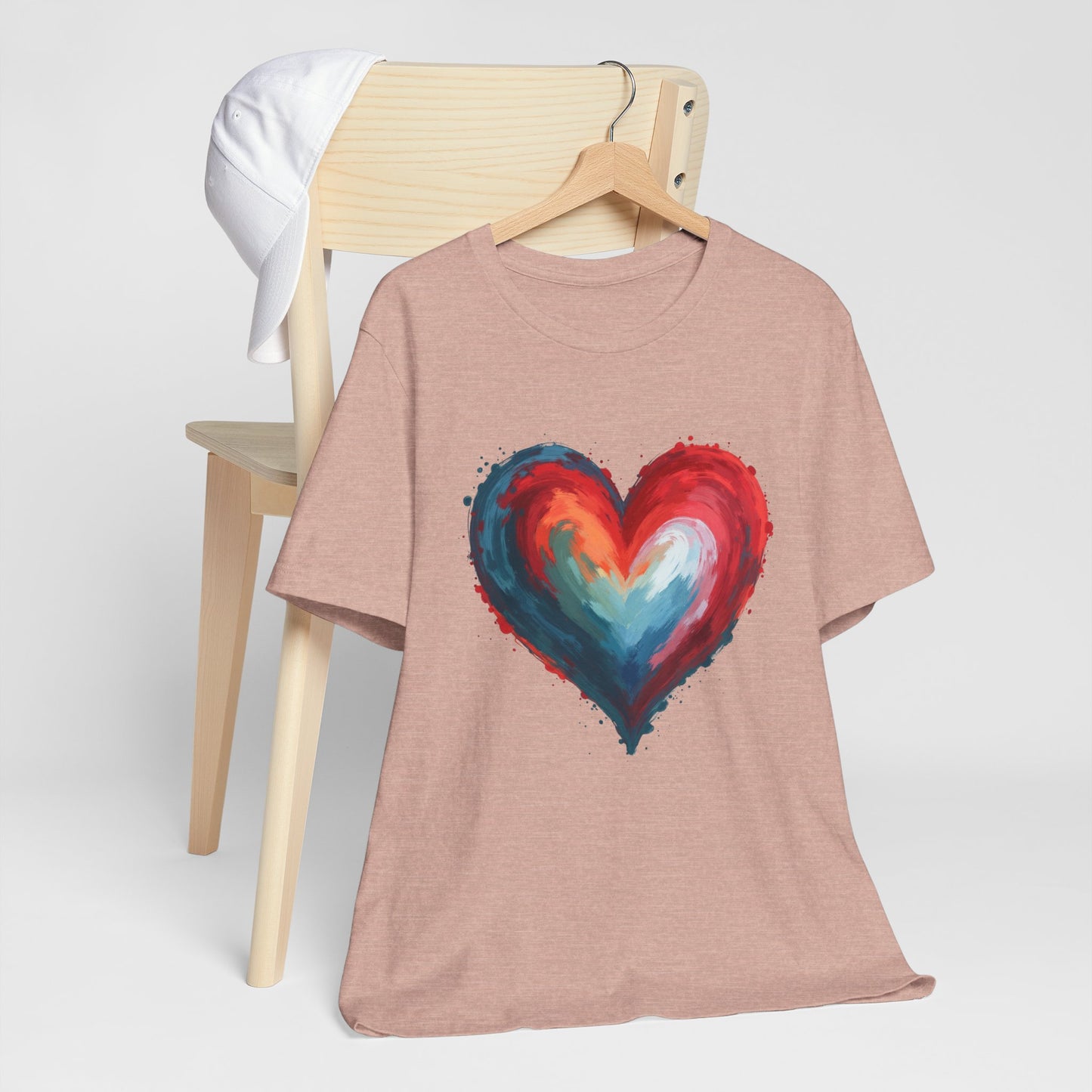 Watercolor Rainbow Heart T-Shirt — Colorful Painted Heart Tee for Valentine’s & Everyday
