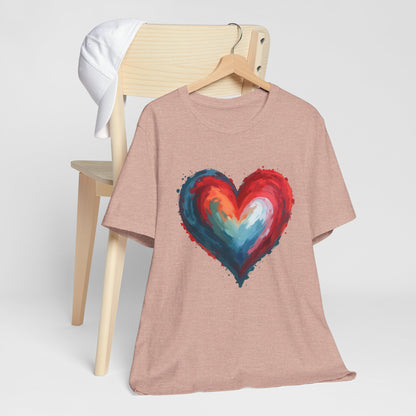 Watercolor Rainbow Heart T-Shirt — Colorful Painted Heart Tee for Valentine’s & Everyday