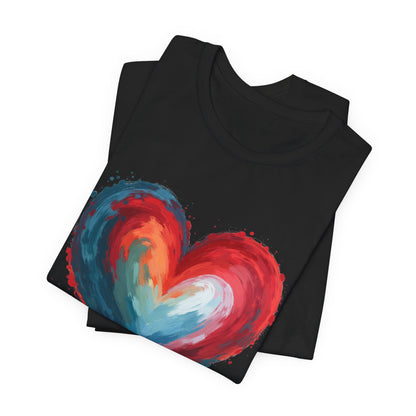 Watercolor Rainbow Heart T-Shirt — Colorful Painted Heart Tee for Valentine’s & Everyday