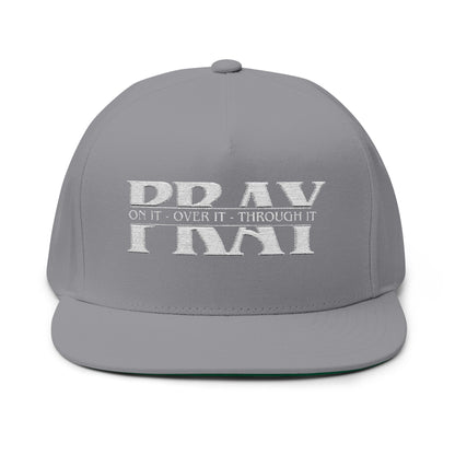 Embroidered Flat Bill Cap — Distressed Block Text Snapback
