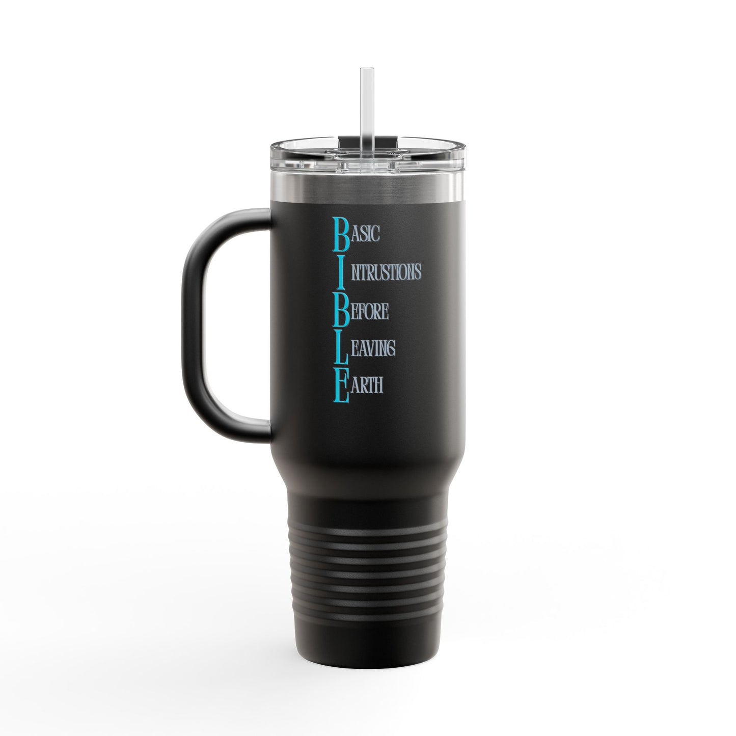 Inspirational, B.I.B.L.E. 40oz Insulated Travel Mug with Handle
