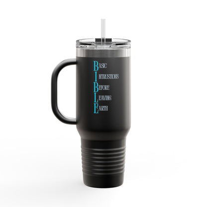 Inspirational, B.I.B.L.E. 40oz Insulated Travel Mug with Handle