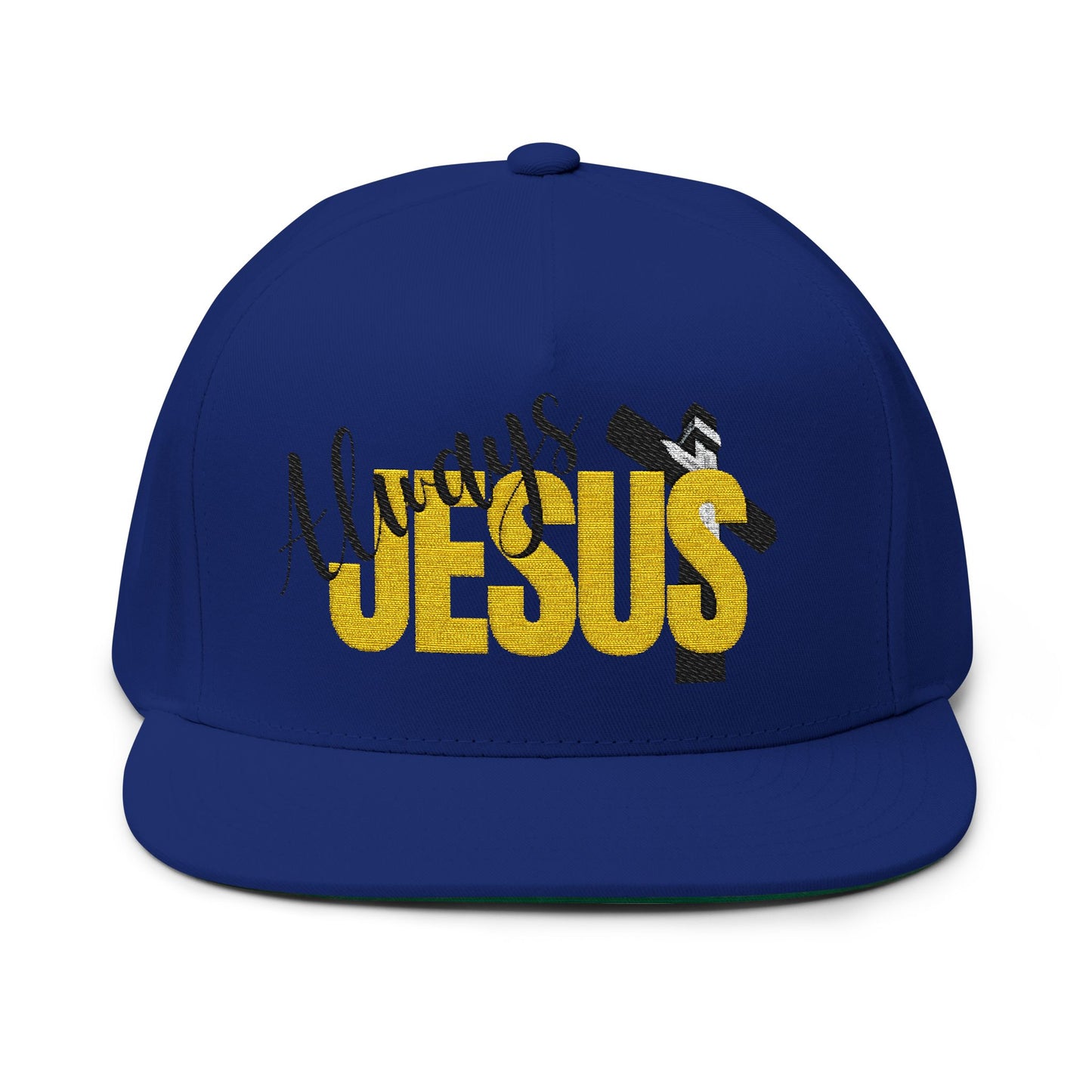 Always Jesus Embroidered Flat Bill Cap — Christian Snapback Hat
