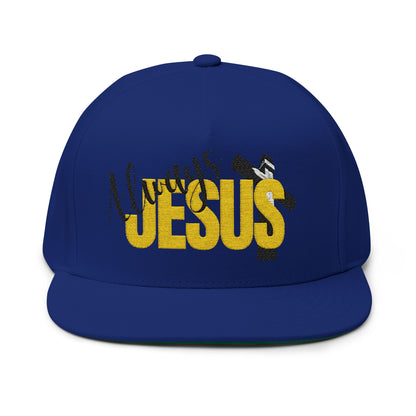 Always Jesus Embroidered Flat Bill Cap — Christian Snapback Hat