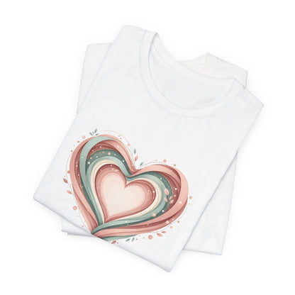 Heart Swirl Tee — Pastel Abstract Heart Graphic T-Shirt for Valentine’s & Everyday