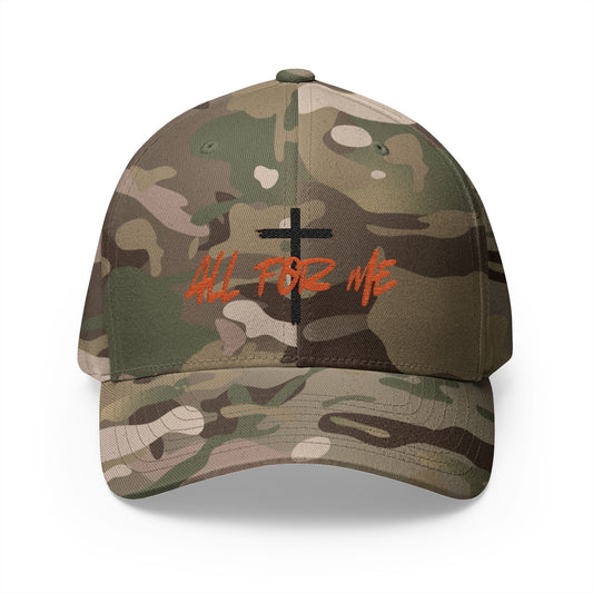Embroidered Closed-Back Structured Cap — "All For Me" Cross Design