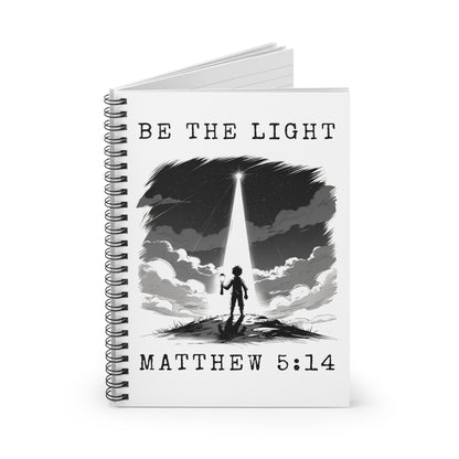 Inspirational Spiral Notebook - Be the Light, Journal for Reflection, Christian Gift, Motivational Quotes, Religious Writing