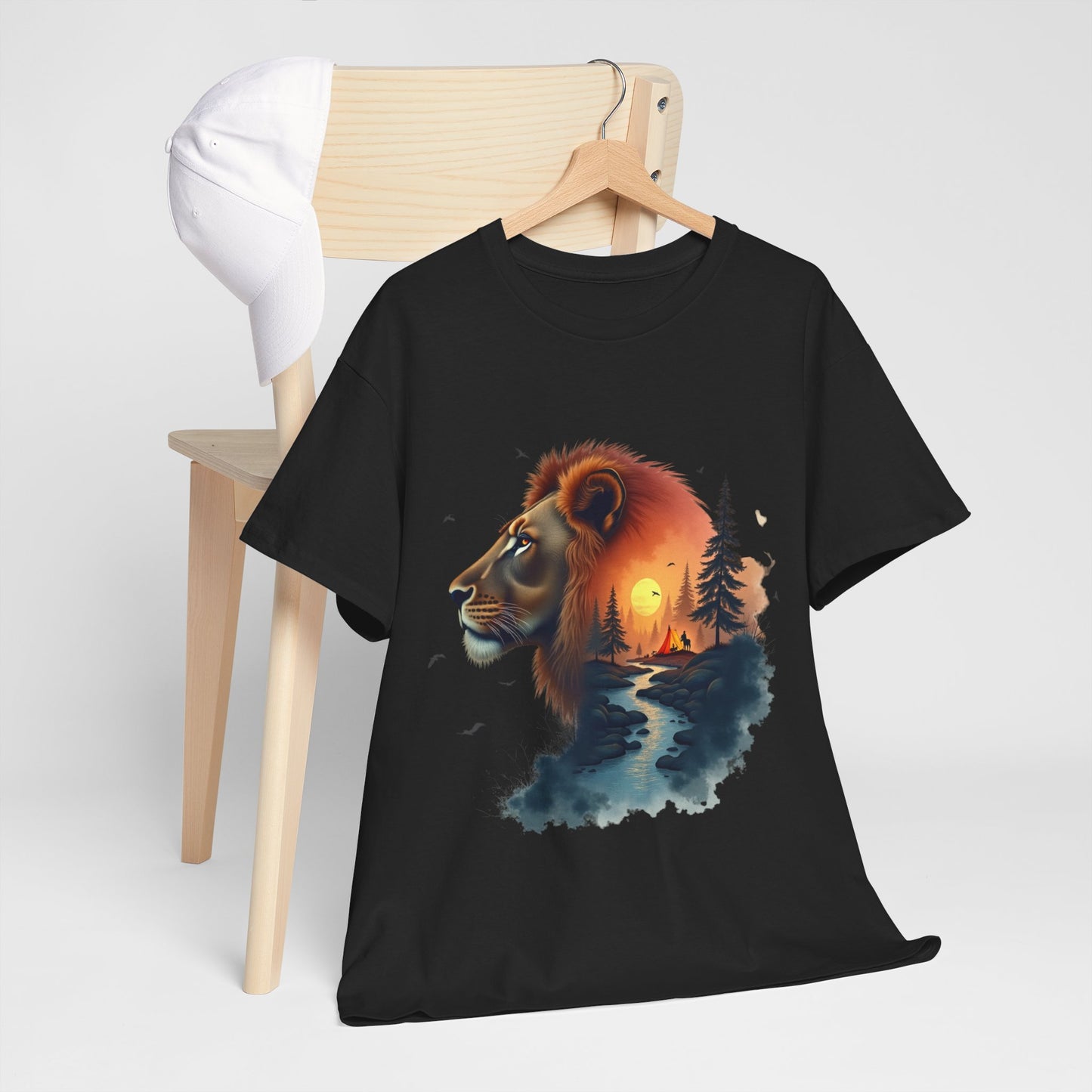 Lion Sunset Landscape T-Shirt — Wild Nature Graphic Tee