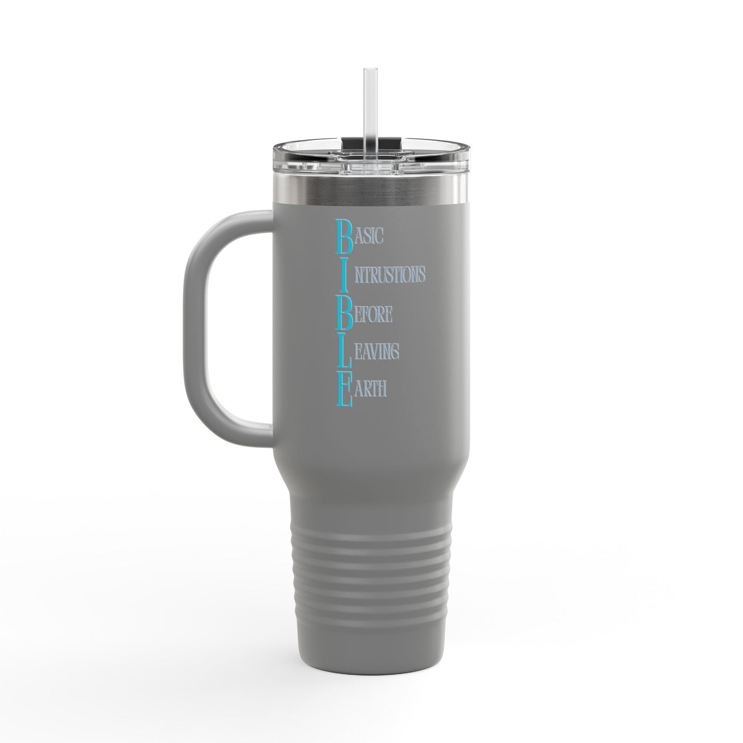 Inspirational, B.I.B.L.E. 40oz Insulated Travel Mug with Handle