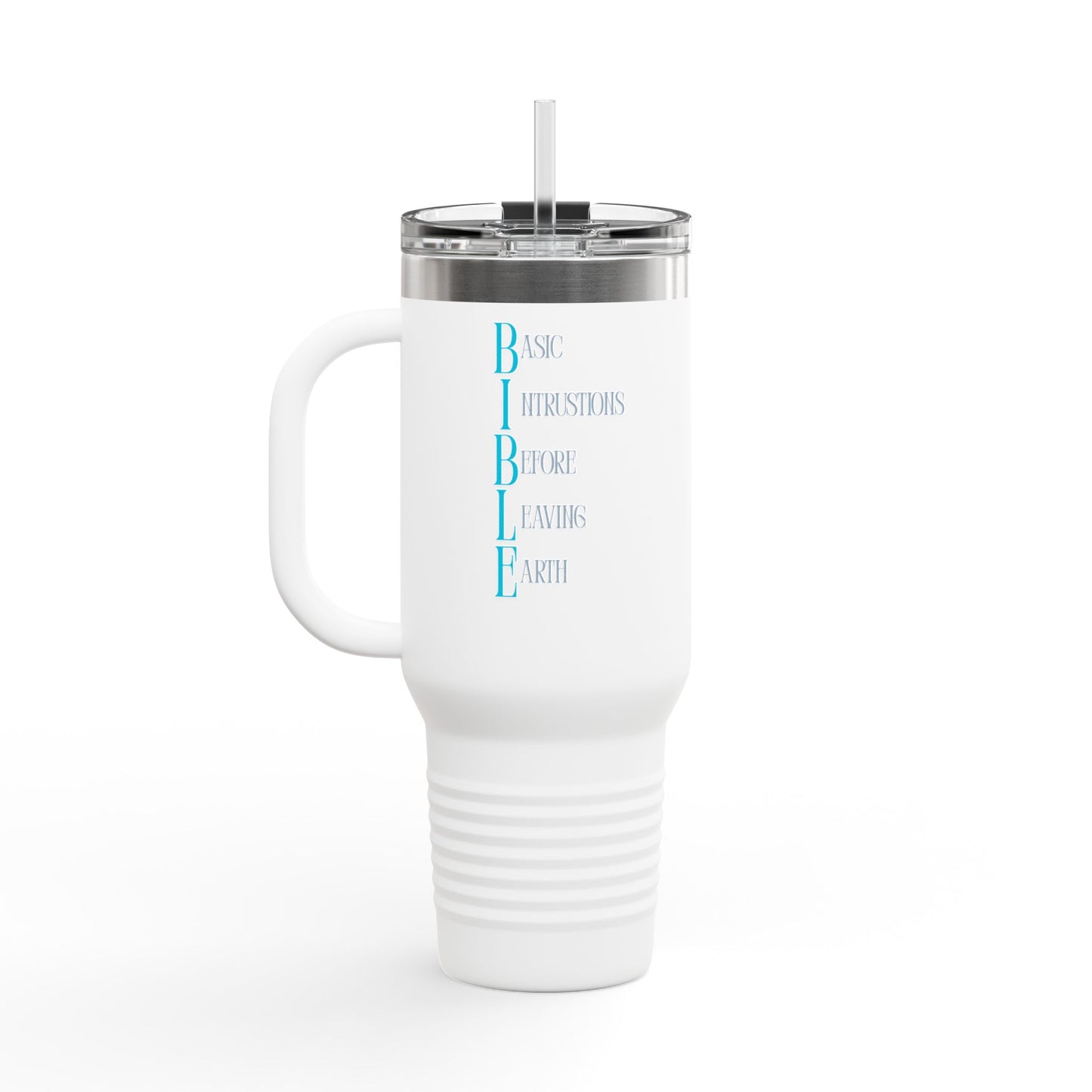 Inspirational, B.I.B.L.E. 40oz Insulated Travel Mug with Handle
