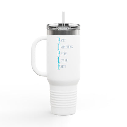 Inspirational, B.I.B.L.E. 40oz Insulated Travel Mug with Handle