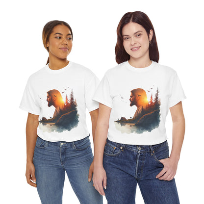 Jesus Nature Silhouette T-Shirt — Wilderness Double Exposure Graphic Tee